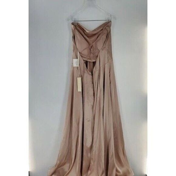 Galina Signature Long dress With Cowl Neck Strapless size 18 stretch‎ satin - Picture 2 of 4
